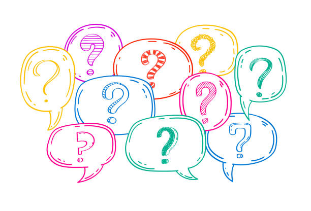 Doodle sketch question marks set inside speech bubbles, hand drawn collection, vector illustration